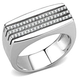 DA279 - High polished (no plating) Stainless Steel Ring with AAA Grade CZ in Clear - Alamode - Flyclothing LLC