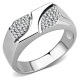 DA280 - High polished (no plating) Stainless Steel Ring with AAA Grade CZ in Clear - Alamode - Flyclothing LLC