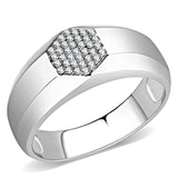 DA281 - High polished (no plating) Stainless Steel Ring with AAA Grade CZ in Clear - Alamode - Flyclothing LLC
