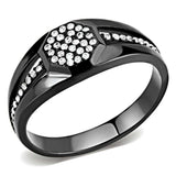 DA282 - IP Black(Ion Plating) Stainless Steel Ring with AAA Grade CZ in Clear - Alamode - Flyclothing LLC