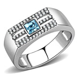 DA283 - High polished (no plating) Stainless Steel Ring with Top Grade Crystal in Sea Blue - Alamode - Flyclothing LLC