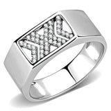 DA285 - High polished (no plating) Stainless Steel Ring with AAA Grade CZ in Clear - Alamode - Flyclothing LLC