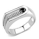 DA286 - High polished (no plating) Stainless Steel Ring with AAA Grade CZ in Black Diamond - Alamode - Flyclothing LLC