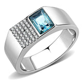 DA287 - High polished (no plating) Stainless Steel Ring with Synthetic in Sea Blue - Alamode - Flyclothing LLC