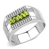 DA289 - High polished (no plating) Stainless Steel Ring with Top Grade Crystal in Olivine color - Alamode - Flyclothing LLC