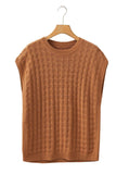 Round Neck Cap Sleeve Sweater Vest - Trendsi - Flyclothing LLC