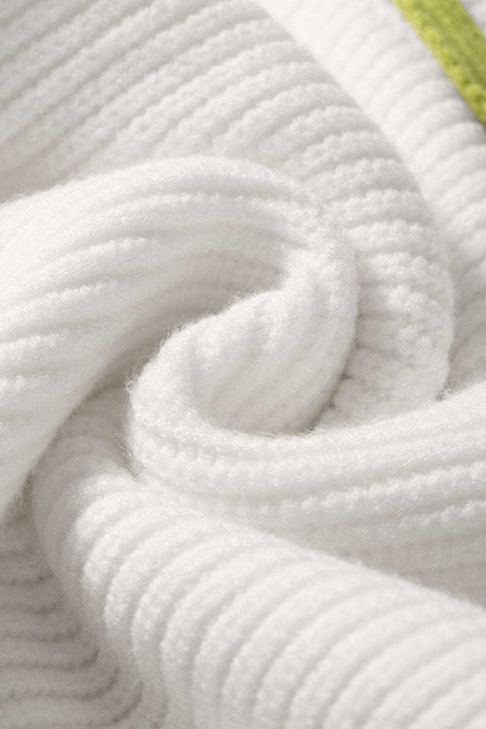 Contrast Half Zip Drop Shoulder Sweater - Trendsi - Flyclothing LLC