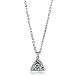 DA301 - High polished (no plating) Stainless Steel Chain Pendant with AAA Grade CZ in Clear - Alamode - Flyclothing LLC