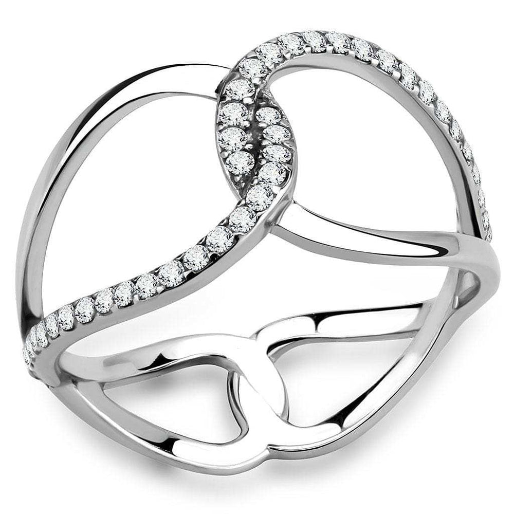 DA307 - No Plating Stainless Steel Ring with AAA Grade CZ in Clear - Alamode - Flyclothing LLC
