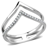 DA308 - No Plating Stainless Steel Ring with AAA Grade CZ in Clear - Alamode - Flyclothing LLC