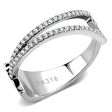 DA310 - No Plating Stainless Steel Ring with AAA Grade CZ in Clear - Alamode - Flyclothing LLC
