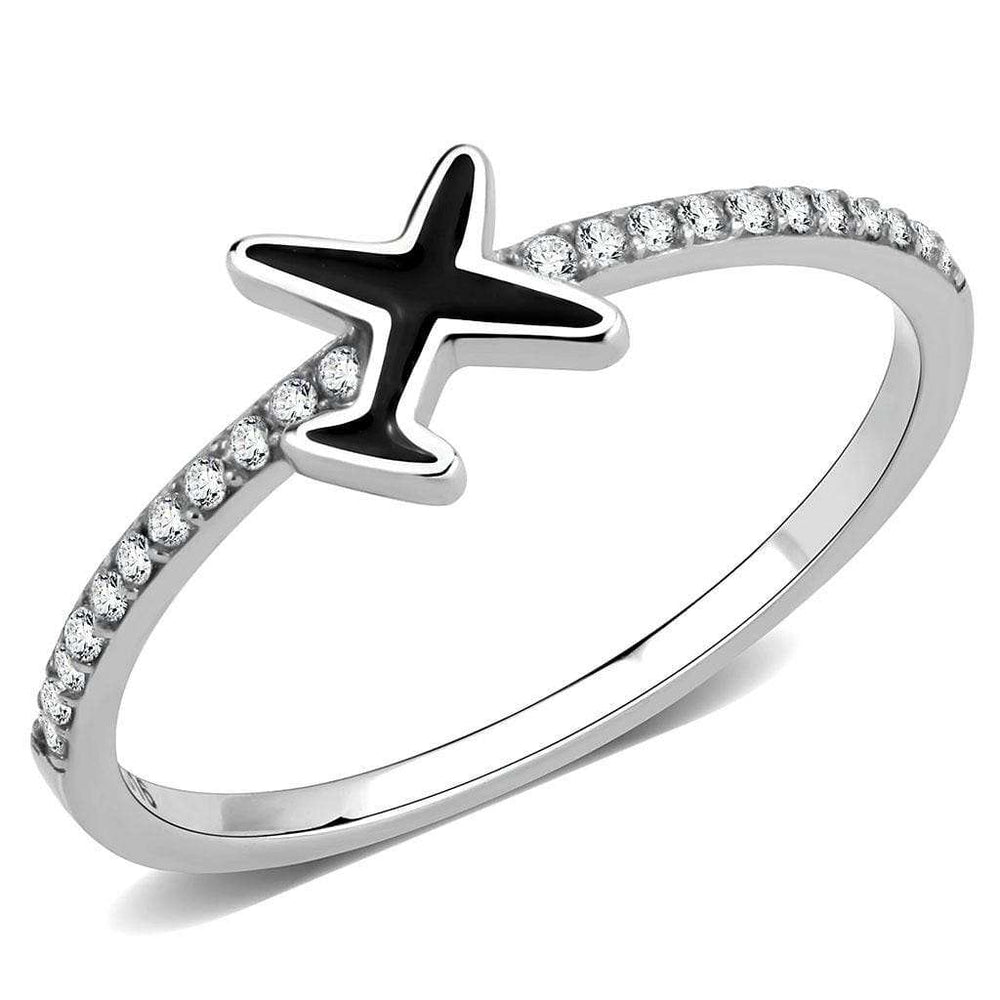 DA311 - No Plating Stainless Steel Ring with Epoxy in Jet - Alamode - Flyclothing LLC