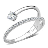 DA316 - No Plating Stainless Steel Ring with AAA Grade CZ in Clear - Alamode - Flyclothing LLC