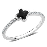 DA320 - No Plating Stainless Steel Ring with Epoxy in Jet - Alamode - Flyclothing LLC