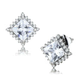 DA326 - No Plating Stainless Steel Earrings with AAA Grade CZ in Clear - Alamode - Flyclothing LLC
