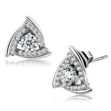 DA328 - No Plating Stainless Steel Earrings with AAA Grade CZ in Clear - Alamode - Flyclothing LLC