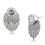 DA331 - No Plating Stainless Steel Earrings with AAA Grade CZ in Clear - Alamode - Flyclothing LLC