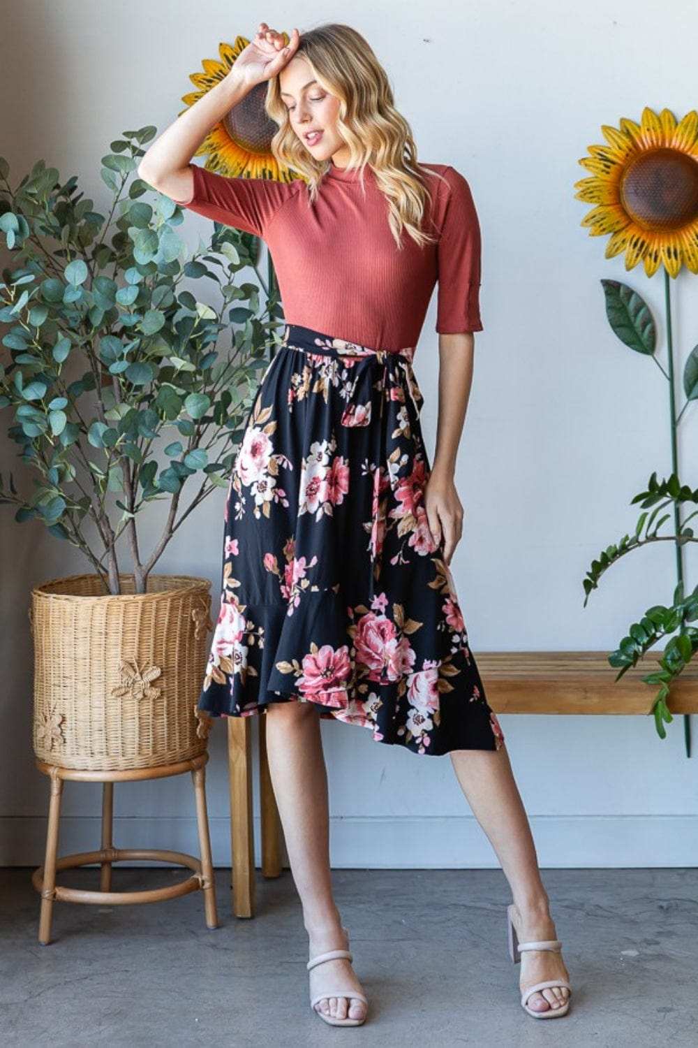 Reborn J Floral Wrap Ruffle Hem Skirt - Trendsi - Flyclothing LLC