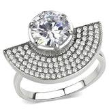 DA336 - No Plating Stainless Steel Ring with AAA Grade CZ in Clear - Alamode - Flyclothing LLC