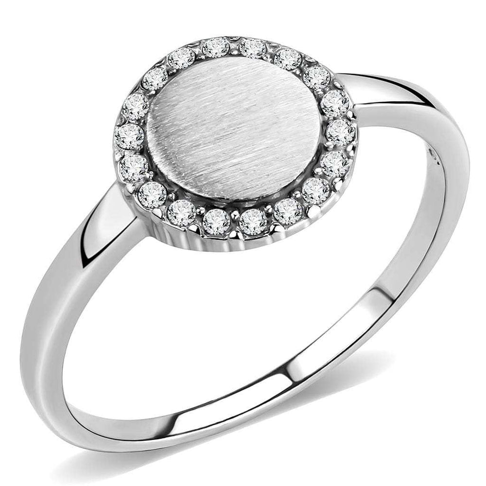 DA340 - No Plating Stainless Steel Ring with AAA Grade CZ in Clear - Alamode - Flyclothing LLC