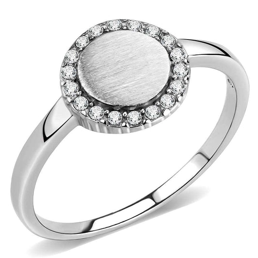 DA340 - No Plating Stainless Steel Ring with AAA Grade CZ in Clear - Alamode - Flyclothing LLC