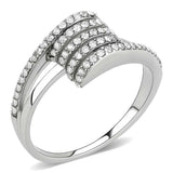 DA342 - No Plating Stainless Steel Ring with AAA Grade CZ in Clear - Alamode - Flyclothing LLC
