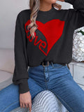 LOVE Heart Round Neck Dropped Shoulder Sweater - Trendsi - Flyclothing LLC