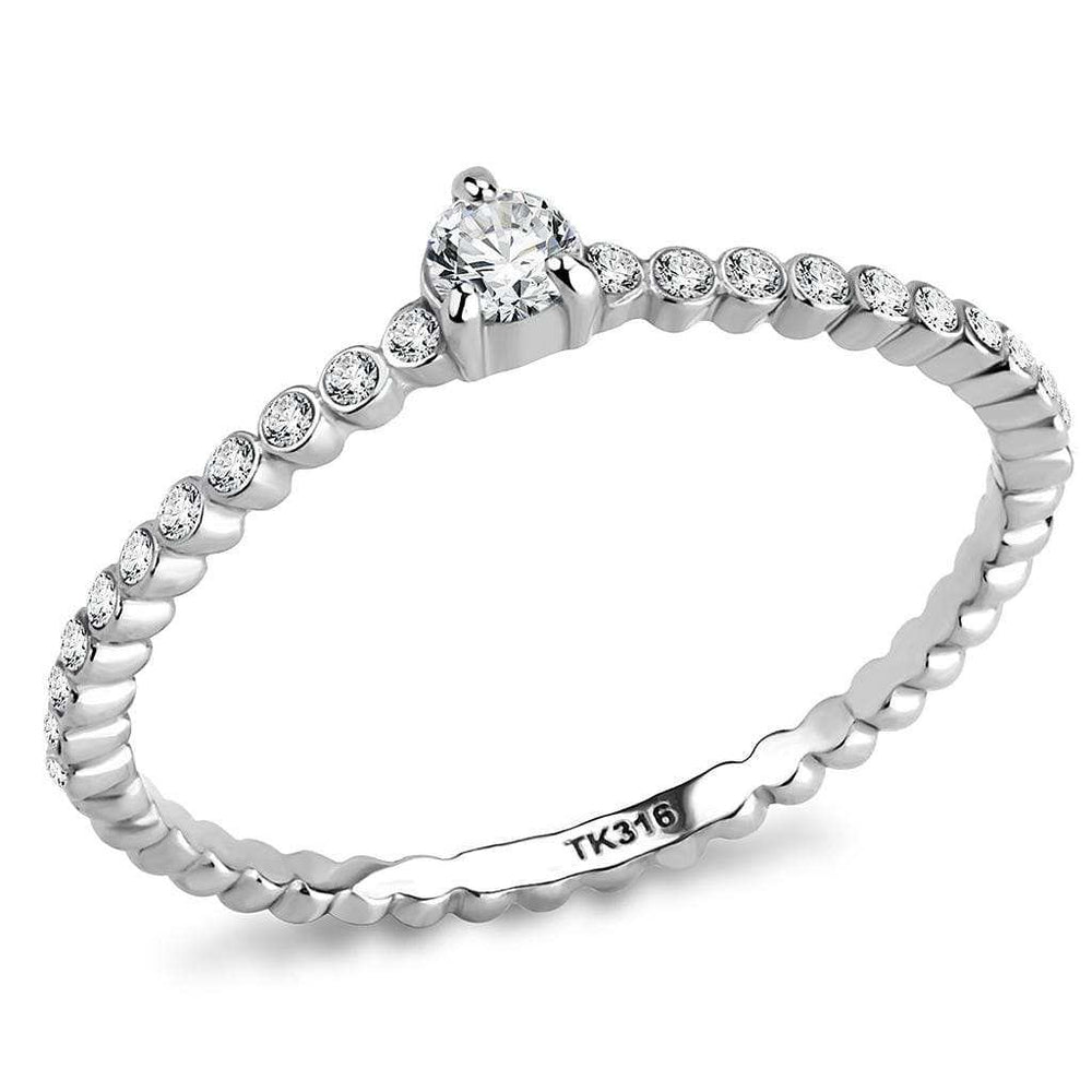 DA343 - No Plating Stainless Steel Ring with AAA Grade CZ in Clear - Alamode - Flyclothing LLC
