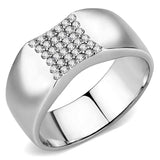 DA345 - No Plating Stainless Steel Ring with AAA Grade CZ in Clear - Alamode - Flyclothing LLC