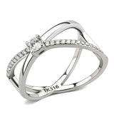 DA351 - High polished (no plating) Stainless Steel Ring with AAA Grade CZ in Clear - Alamode - Flyclothing LLC
