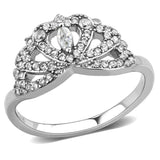 DA354 - High polished (no plating) Stainless Steel Ring with AAA Grade CZ in Clear - Alamode - Flyclothing LLC