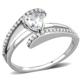 DA355 - High polished (no plating) Stainless Steel Ring with AAA Grade CZ in Clear - Alamode - Flyclothing LLC