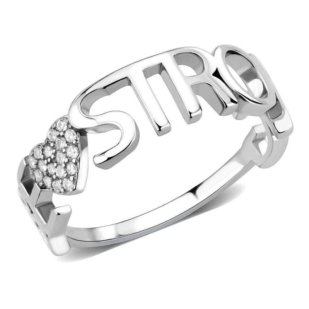 DA356 - High polished (no plating) Stainless Steel Ring with AAA Grade CZ in Clear - Alamode - Flyclothing LLC