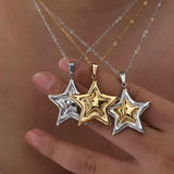 Stainless Steel Zircon Star Necklace - Trendsi - Flyclothing LLC