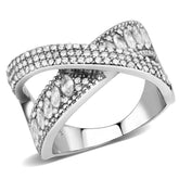 DA361 - High polished (no plating) Stainless Steel Ring with AAA Grade CZ in Clear - Alamode