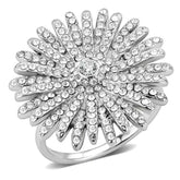 DA364 - High polished (no plating) Stainless Steel Ring with AAA Grade CZ in Clear - Alamode