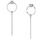 DA371 - High polished (no plating) Stainless Steel Earrings with AAA Grade CZ in Clear - Alamode
