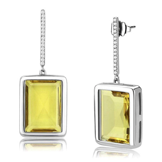 DA378 - High polished (no plating) Stainless Steel Earrings with Top Grade Crystal in Topaz - Alamode - Flyclothing LLC
