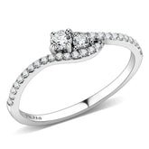 DA382 - High polished (no plating) Stainless Steel Ring with AAA Grade CZ in Clear - Alamode