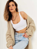Open Front Long Sleeve Longline Cardigan - Trendsi - Flyclothing LLC