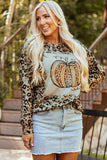 Pumpkin Graphic Leopard Round Neck Long Sleeve Sweatshirt - Trendsi - Flyclothing LLC