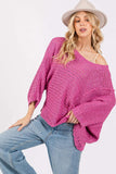 SAGE + FIG Distressed Asymmetrical Open Stitch Sweater - Trendsi - Flyclothing LLC