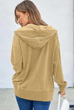 Half Snap Long Sleeve Dropped Shoulder Hoodie - Trendsi - Flyclothing LLC