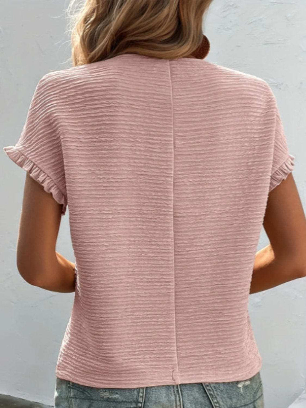 Texture Round Neck Short Sleeve T-Shirt - Trendsi - Flyclothing LLC