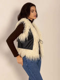Tied Fringe Contrast Vest - Trendsi - Flyclothing LLC