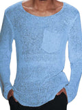 Men's Plus Size Round Neck Long Sleeve Knit T-Shirt - Trendsi - Flyclothing LLC