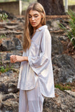 Davi & Dani Solid Sparkling Shimmer Pocket Button Front Shirt - Trendsi - Flyclothing LLC
