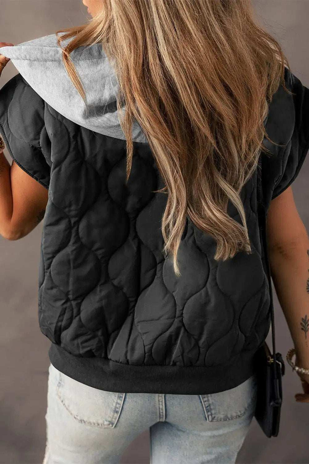 Drawstring Zip Up Hooded Vest Coat - Trendsi - Flyclothing LLC
