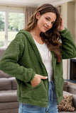 Zip Up Long Sleeve Fuzzy Hooded Outerwear - Trendsi - Flyclothing LLC