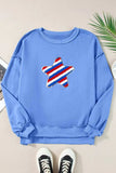 Exposed Seam Star Long Sleeve Sweatshirt - Trendsi - Flyclothing LLC